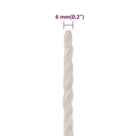 Werktouw 6 mm 100 m polypropeen wit 6