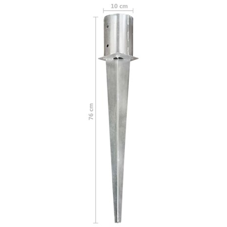 Grondpinnen 2 st 10x76 cm gegalvaniseerd staal zilverkleurig 6