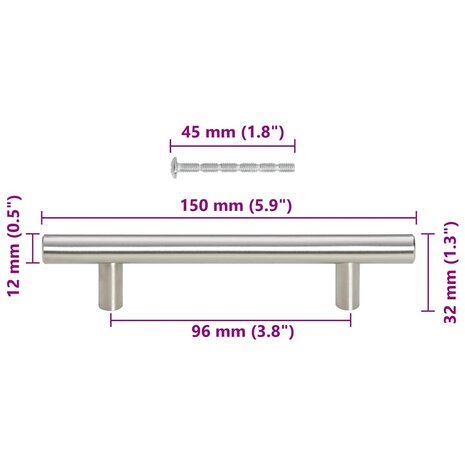 Handvatten 10 st 96 mm roestvrij staal zilverkleurig 11