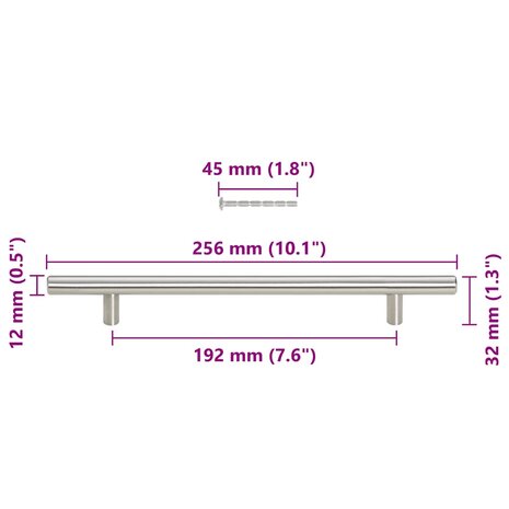 Handvatten 5 st 192 mm roestvrij staal zilverkleurig 10