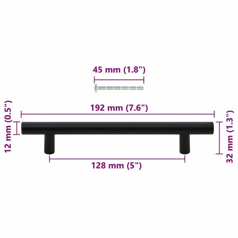 Handvatten 10 st 128 mm roestvrij staal zwart 10