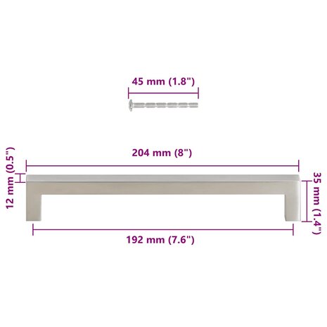 Handvatten 5 st 192 mm roestvrij staal zilverkleurig 10