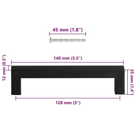 Handvatten 10 st 128 mm roestvrij staal zwart 10