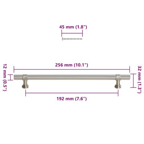 Handvatten 5 st 192 mm roestvrij staal zilverkleurig 10