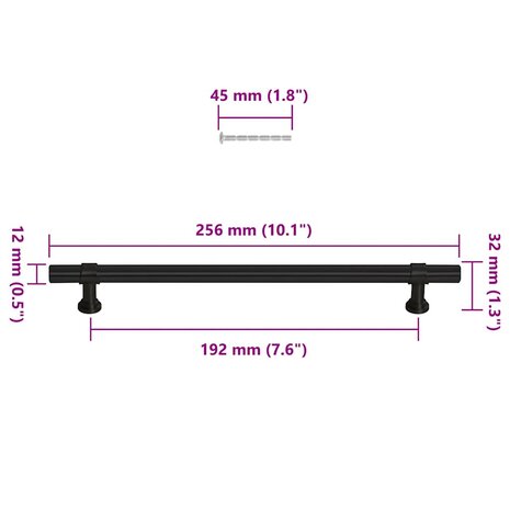 Handvatten 5 st 192 mm roestvrij staal zwart 10