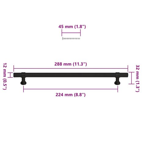 Handvatten 5 st 224 mm roestvrij staal zwart 10