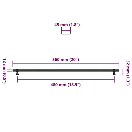 Handvatten 5 st 480 mm roestvrij staal zwart 10