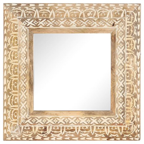 Spiegel handgesneden 50x50x2,6 cm massief mangohout 2