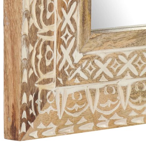 Spiegel handgesneden 50x50x2,6 cm massief mangohout 4