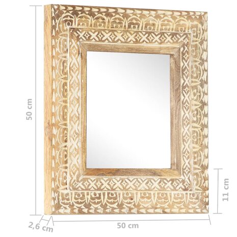 Spiegel handgesneden 50x50x2,6 cm massief mangohout 5