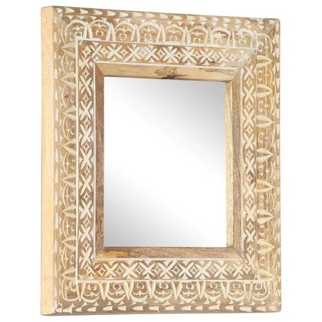 Spiegel handgesneden 50x50x2,6 cm massief mangohout 6