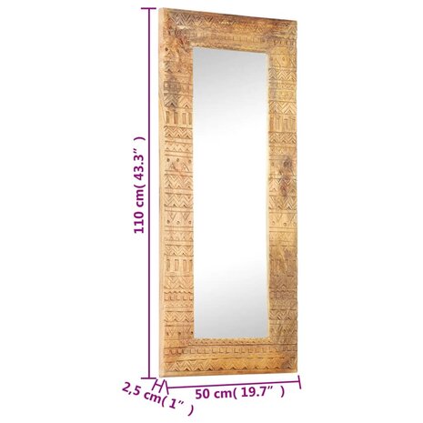 Spiegel handgesneden 110x50x2,5 cm massief mangohout 5