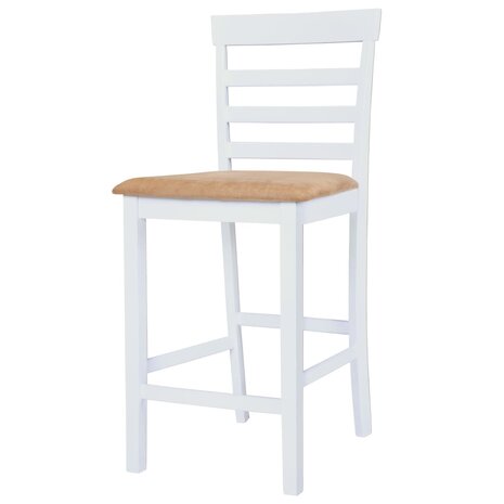 Bartafel- en barstoelenset massief hout bruin en wit 5-delig  6