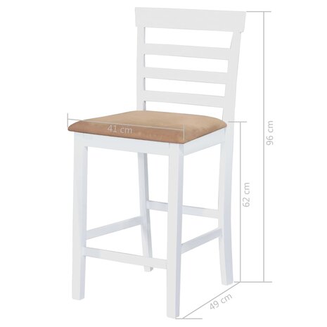 Bartafel- en barstoelenset massief hout bruin en wit 5-delig  9
