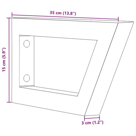 Wandbeugels voor wasbak 2 st trapezium staal zwart 9