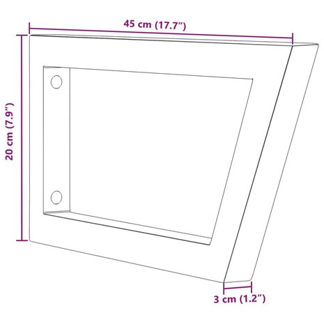 Wandbeugels voor wasbak 2 st trapezium staal zwart 9