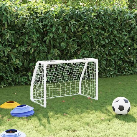 Kindervoetbaldoelen 2 st met bal 64x35x48 cm metaal wit 3
