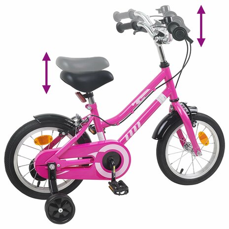 Kinderfiets 12 Inch voor 2-4 jaar oud Roze Zwart 7