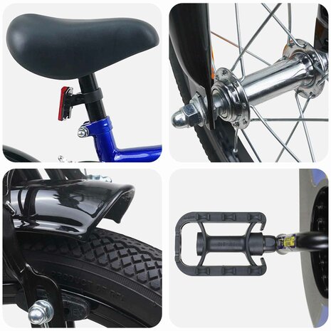 Kinderfiets 12 Inch voor 2-4 jaar oud Blauw en Zwart 4