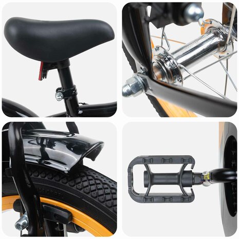 Kinderfiets 14 Inch voor 3-5 jaar oud Oranje en Zwart 4