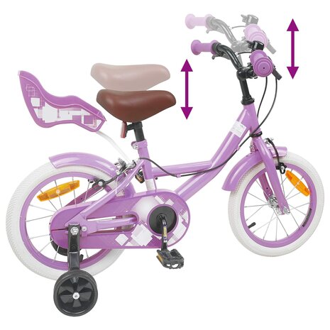 Kinderfiets 14 Inch voor 3-5 jaar oud Paars 7