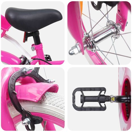 Kinderfiets 14 Inch voor 3-5 jaar oud Roze 4