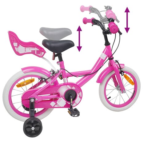 Kinderfiets 14 Inch voor 3-5 jaar oud Roze 7