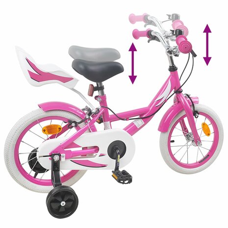 Kinderfiets 14 Inch voor 3-5 jaar oud Roze 7