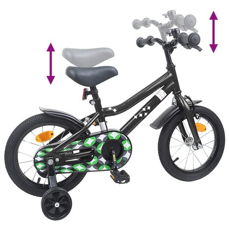 Kinderfiets 14 Inch voor 3-5 jaar oud Zwart 7