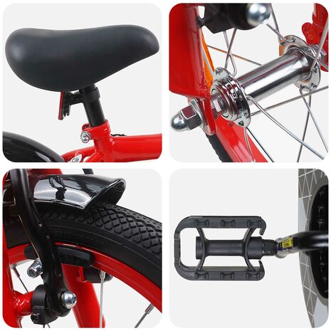 Kinderfiets 12 Inch voor 2-4 jaar oud Rood 4
