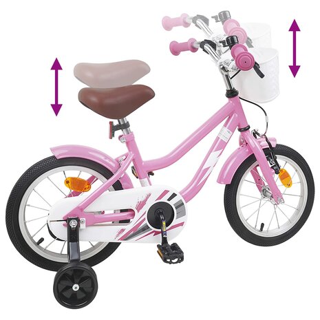 Kinderfiets 14 Inch voor 3-5 jaar oud Lichtroze 7