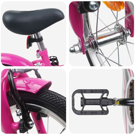 Kinderfiets 12 Inch voor 2-4 jaar oud Donkerroze 4