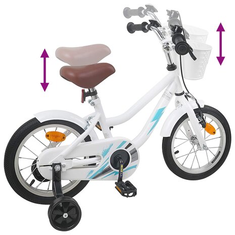 Kinderfiets 14 Inch voor 3-5 jaar oud Wit 7