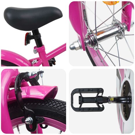 Kinderfiets 12 Inch voor 2-4 jaar oud Donkerroze 4