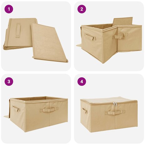 Opbergbox Cr&egrave;mekleurig 55 x 35 x 32 cm Nonwoven stof 9