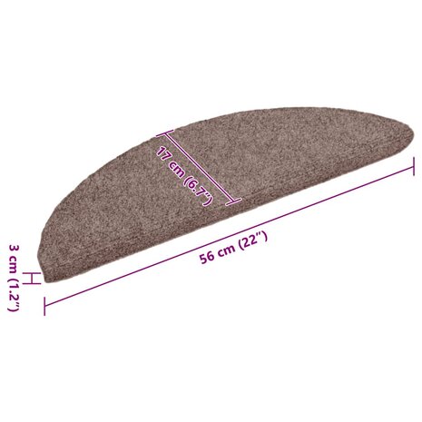 Trapmatten Zelfklevend 5 stuks 56x17x3 cm lichtbruin Halfrond 8