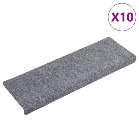 Trapmatten zelfklevend 10 stuks 65x21x4 cm lichtgrijs met rechthoekige rand 2