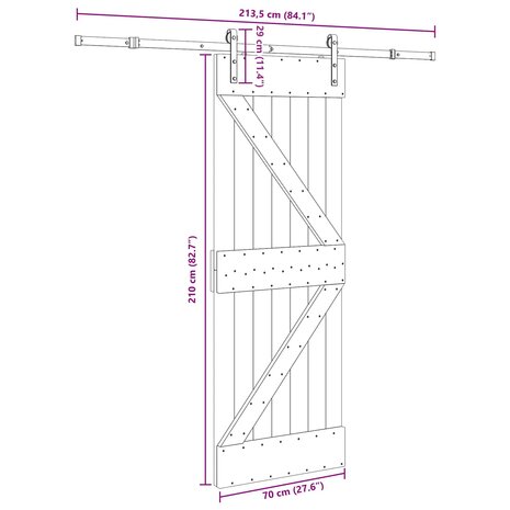 Schuifdeur NARVIK Naturel en Zwart 70 x 210 cm (213,5 cm) 8