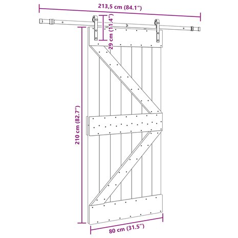 Schuifdeur NARVIK Naturel en Zwart 80 x 210 cm (213,5 cm) 8