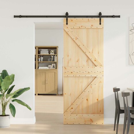 Schuifdeur NARVIK Naturel en Zwart 80 x 210 cm (213,5 cm) 1