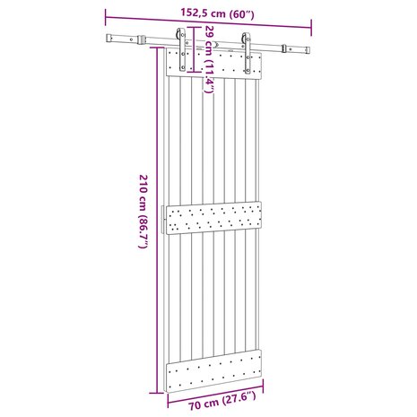Schuifdeur NARVIK Naturel en Zwart 70 x 210 cm (152,5 cm) 8