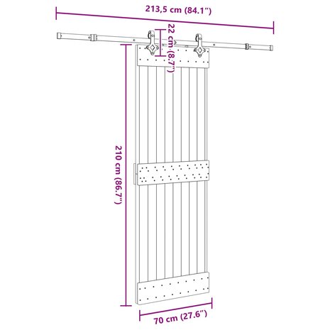 Schuifdeur NARVIK Naturel en Zwart 70 x 210 cm (213,5 cm) 8