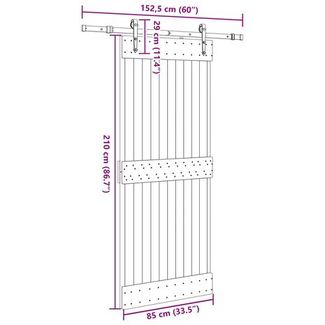 Schuifdeur NARVIK Naturel en Zwart 85 x 210 cm (152,5 cm) 8
