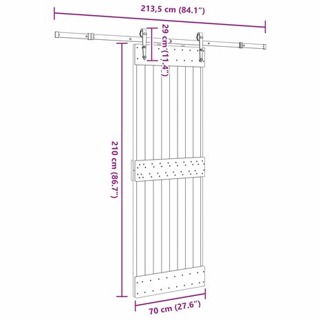 Schuifdeur NARVIK Naturel en Zwart 70 x 210 cm (213,5 cm) 8