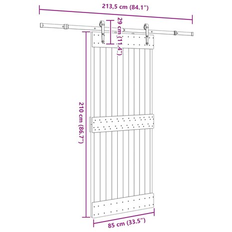 Schuifdeur NARVIK Naturel en Zwart 85 x 210 cm (213,5 cm) 8