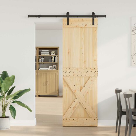 Schuifdeur NARVIK Naturel en Zwart 70 x 210 cm (152,5 cm) 1