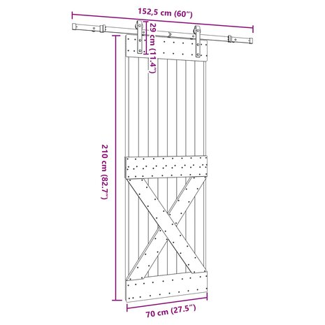 Schuifdeur NARVIK Naturel en Zwart 70 x 210 cm (152,5 cm) 8