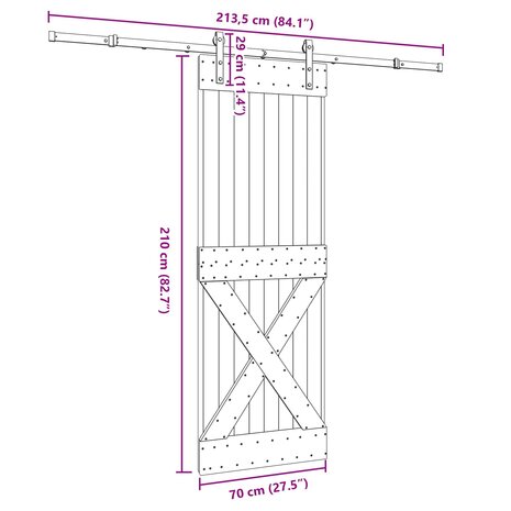 Schuifdeur NARVIK Naturel en Zwart 70 x 210 cm (213,5 cm) 8