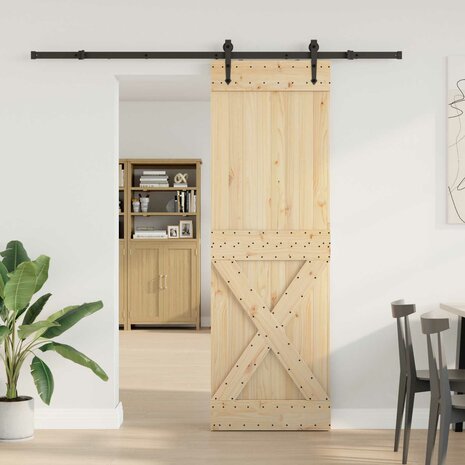 Schuifdeur NARVIK Naturel en Zwart 70 x 210 cm (213,5 cm) 1