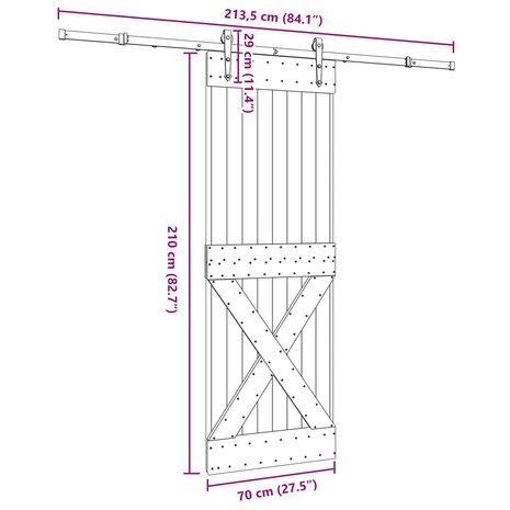 Schuifdeur NARVIK Naturel en Zwart 70 x 210 cm (213,5 cm) 8